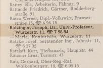 Адресная книга с номером телефона проф. Ратцингера